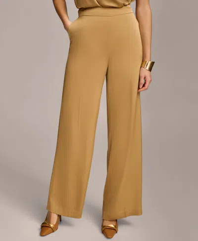 Donna Karan Women's Satin Wide-leg Pants In Fawn