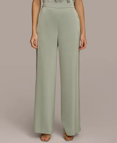 Donna Karan Women's Satin Wide-leg Pants In Pale Jade