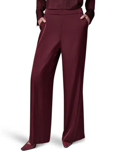 Donna Karan Women's Satin Wide-leg Pants In Burgundy