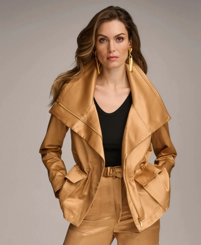 Donna Karan Women's Satin Zip-front Jacket In Copper