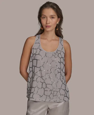Donna Karan Women's Scoop-neck Embellished Tank Top In Clay