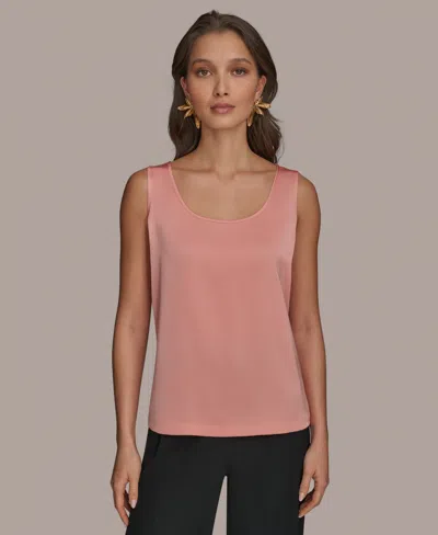 Donna Karan Women's Scoop-neck Satin Tank Top In Apricot