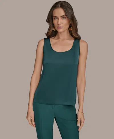 Donna Karan Women's Scoop-neck Satin Tank Top In Brown