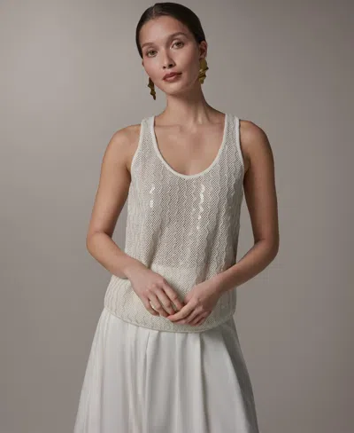 Donna Karan Women's Scoop Neck Sweater In White