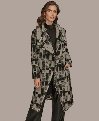 Donna Karan Women's Self Belt Long Sleeves Coat In Multi