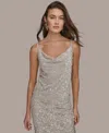 Donna Karan Women's Sequin Detail Cowl Neck Camisole In Silver
