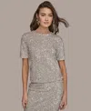 Donna Karan Women's Sequin Detail Top In Silver