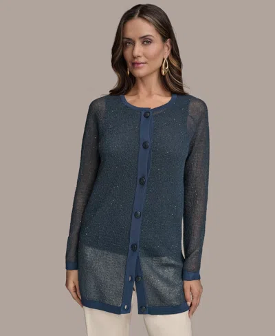 Donna Karan Women's Sequin Embellished Long Cardigan