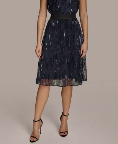 Donna Karan Women's Sequin Embellished Mesh A-line Skirt In Nightfall