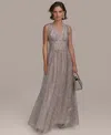 Donna Karan Sequin Embroidery Detail A-line Gown In Sisal