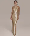 Donna Karan New York Paillette Sequin Column Gown In Gold
