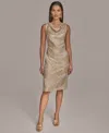 Donna Karan New York Sequin Sleeveless Mesh Sheath Dress In Gold