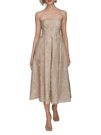 Donna Karan New York Sequin Strapless Maxi Dress In Brown