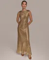 Donna Karan Women's Sequined Sleeveless Gown In Gold