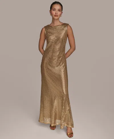 Donna Karan Women's Sequined Sleeveless Gown In Gold