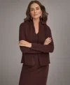 Donna Karan Women's Shawl Neck Long Sleeve Cashmere Cardigan In Burgundy