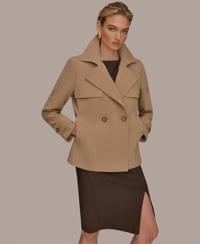 Donna Karan Women's Short Crepe Notch Collar Trench Coat In Brown