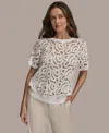 Shop Donna Karan Women's Short-sleeve Crochet Top