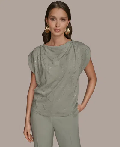Donna Karan Women's Short-sleeve Embroidered Sequined Top