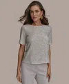 Donna Karan Women's Short-sleeve Sequin Blouse In Sisal