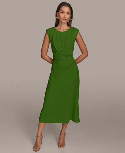 Donna Karan Women's Side-ruched Midi Dress In Green
