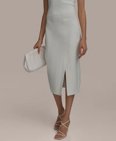 Donna Karan Women's Side-slit Midi Skirt In White