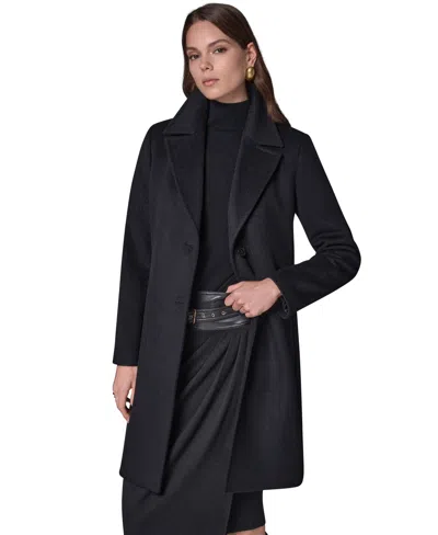 Donna Karan Women's Single Breasted Cashmere Wool Walker Coat In Black