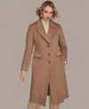 Donna Karan Women's Single-breasted Stitch Trimmed Coat In Brown