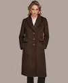 Donna Karan Women's Single-breasted Stitch Trimmed Coat In Brown