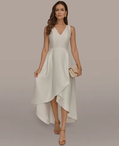 Donna Karan Women's Sleeveless Asymmetrical V-neck Ball Gown In White