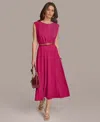Donna Karan Women's Sleeveless Belted Jersey Midi Dress In Cactus Flower
