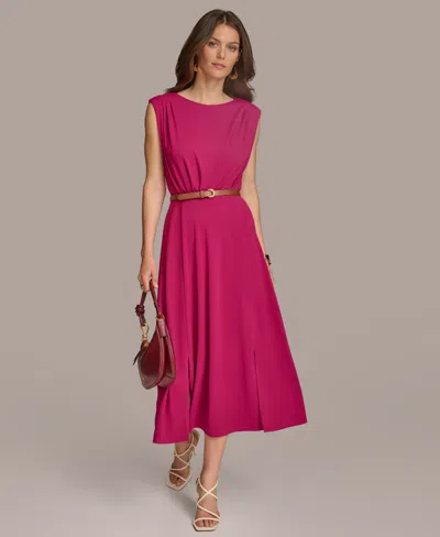 Donna Karan Women's Sleeveless Belted Jersey Midi Dress In Cactus Flower