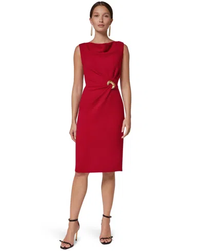 Donna Karan Women's Sleeveless Boat-neck Sheath Dress In Red