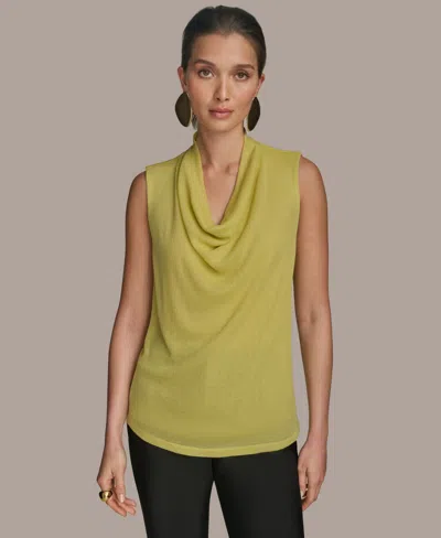 Donna Karan Women's Sleeveless Cowlneck Gauze Blouse In Yellow