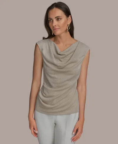 Donna Karan Women's Sleeveless Drape Neck Blouse In Tuscan Grey