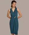 DONNA KARAN DONNA KARAN WOMEN'S SLEEVELESS DRAPED JERSEY MIDI DRESS