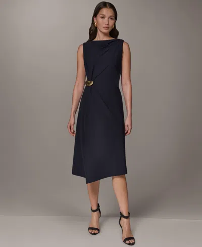 Donna Karan New York Hardware Waist Midi Dress In Black