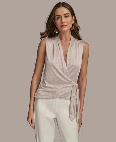 Donna Karan Women's Sleeveless Faux-wrap Knit Top