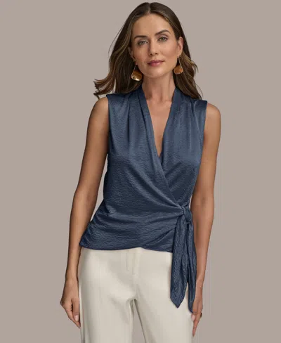 Donna Karan Women's Sleeveless Faux-wrap Knit Top