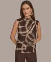 Donna Karan New York Burnout Gathered Shoulder Top In Brown