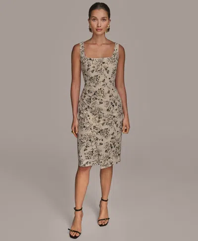 DONNA KARAN WOMEN'S SLEEVELESS JACQUARD SHEATH DRESS