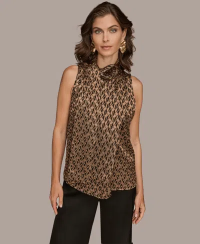 Donna Karan Women's Sleeveless Mock Neck Top In Brown