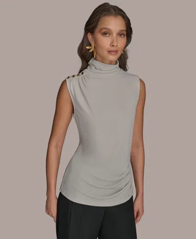 Donna Karan Women's Sleeveless Mock Neck Top In Tuscan Grey