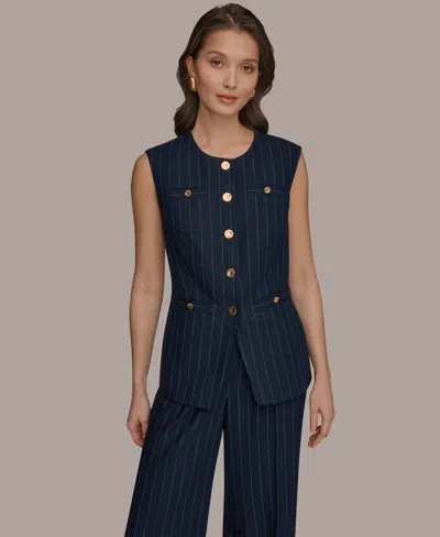 Donna Karan Women's Sleeveless Pinstripe Vest In Blue