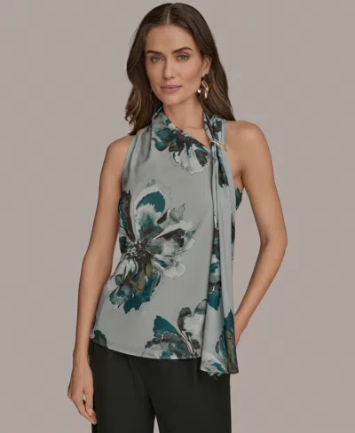 Donna Karan Women's Sleeveless Printed Scarf Top