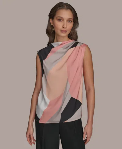 Donna Karan Women's Sleeveless Printed Top In Spring Melon Mlt