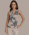 Donna Karan Women's Sleeveless Printed V-neck Blouse