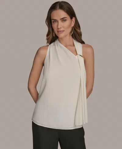 Donna Karan Women's Sleeveless Scarf-tie Top In White