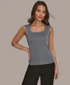 Donna Karan Women's Sleeveless Square Neck Sweater In Gray