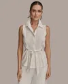 Donna Karan Women's Sleeveless Tie-front Collared Shirt
